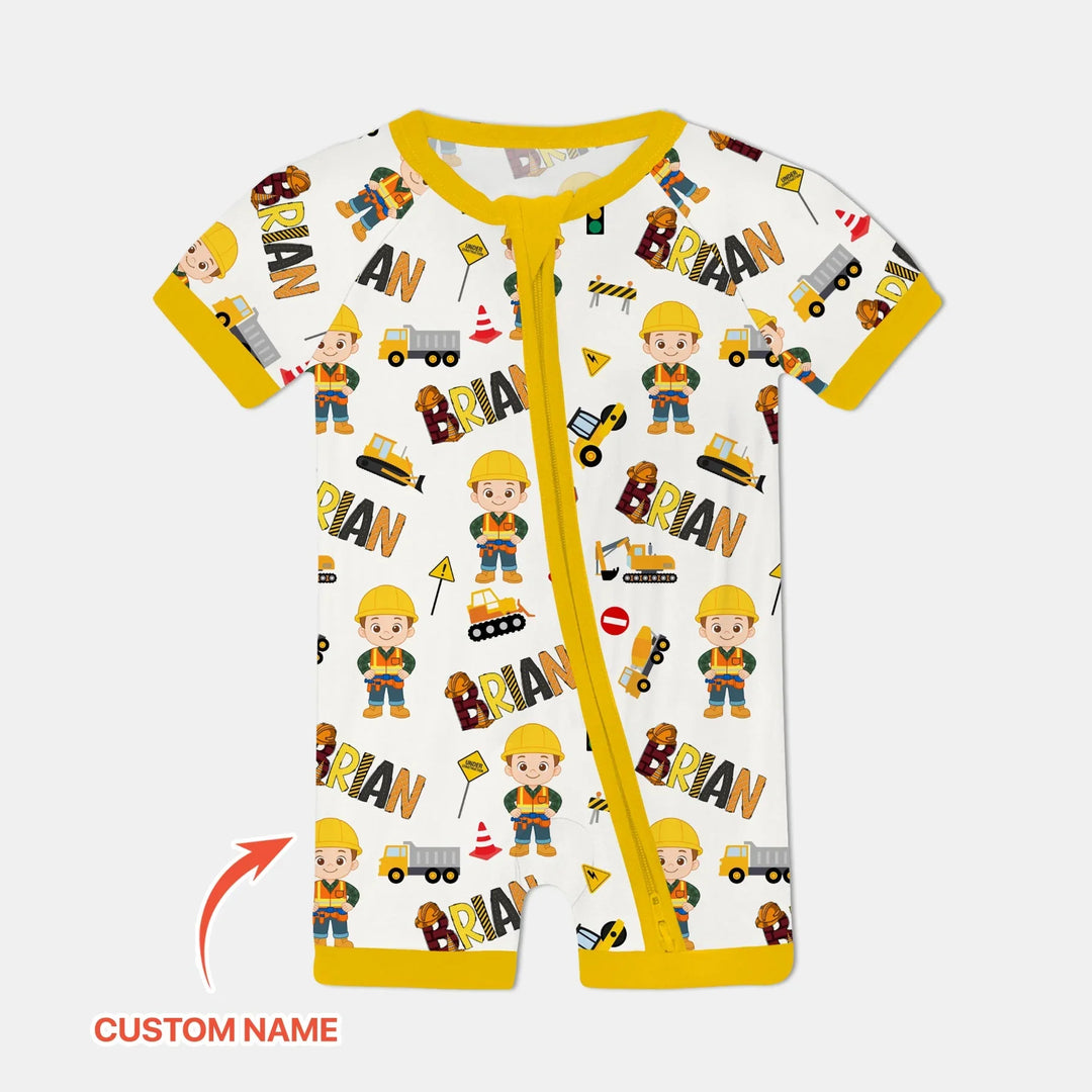Custom Name Doodle Little Builder Bamboo Shorty Zippy