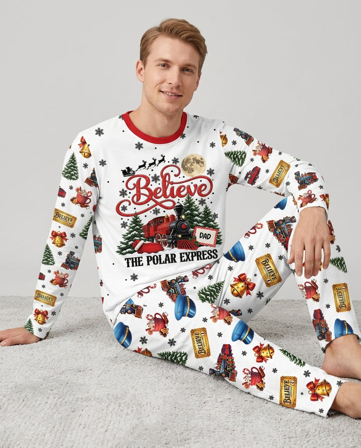 Custom Name Believe Polar Express Christmas Bamboo Men's Pajama Set