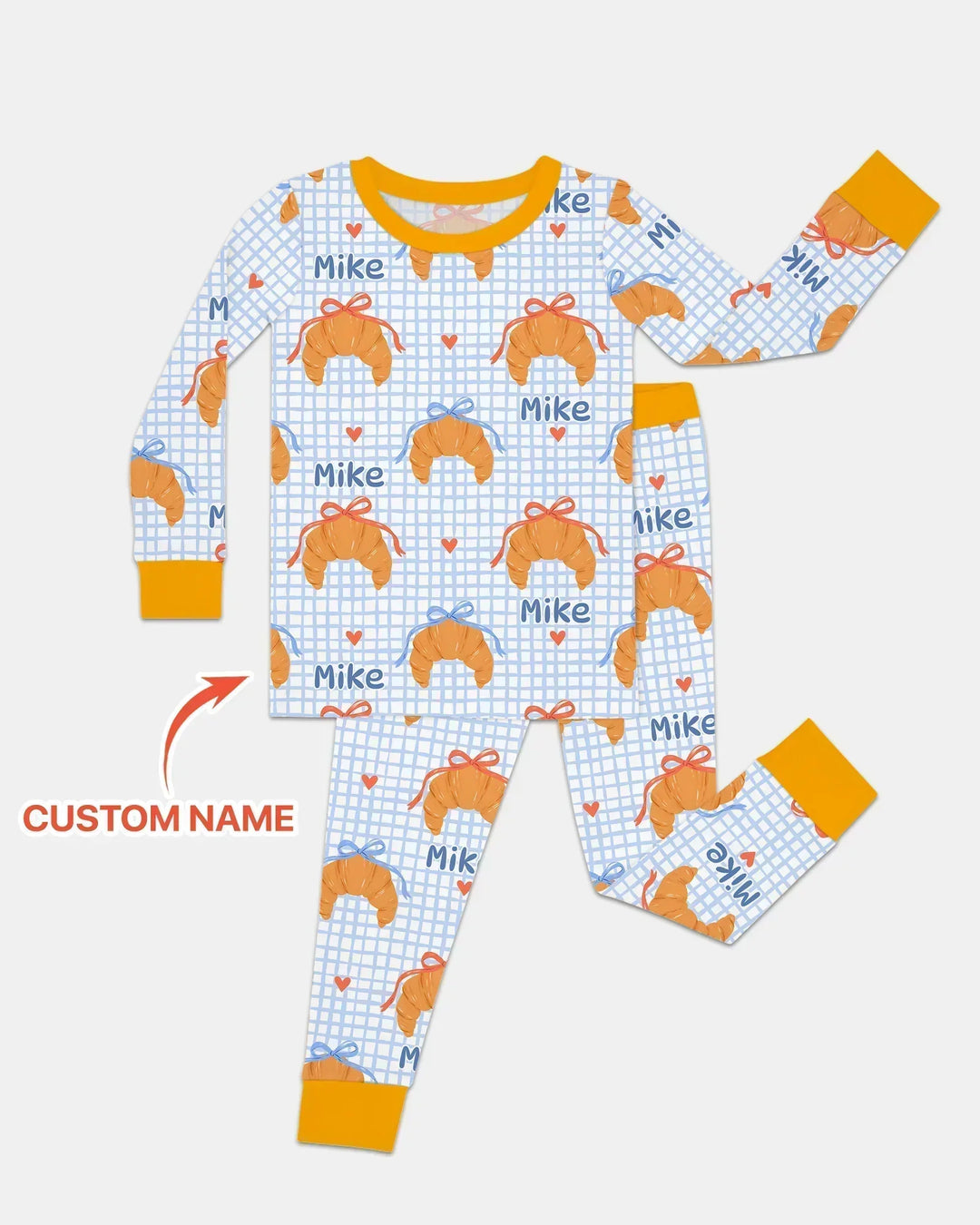 Breakfast Love Family Matching Bamboo Two Piece Long Sleeve Pajama Set