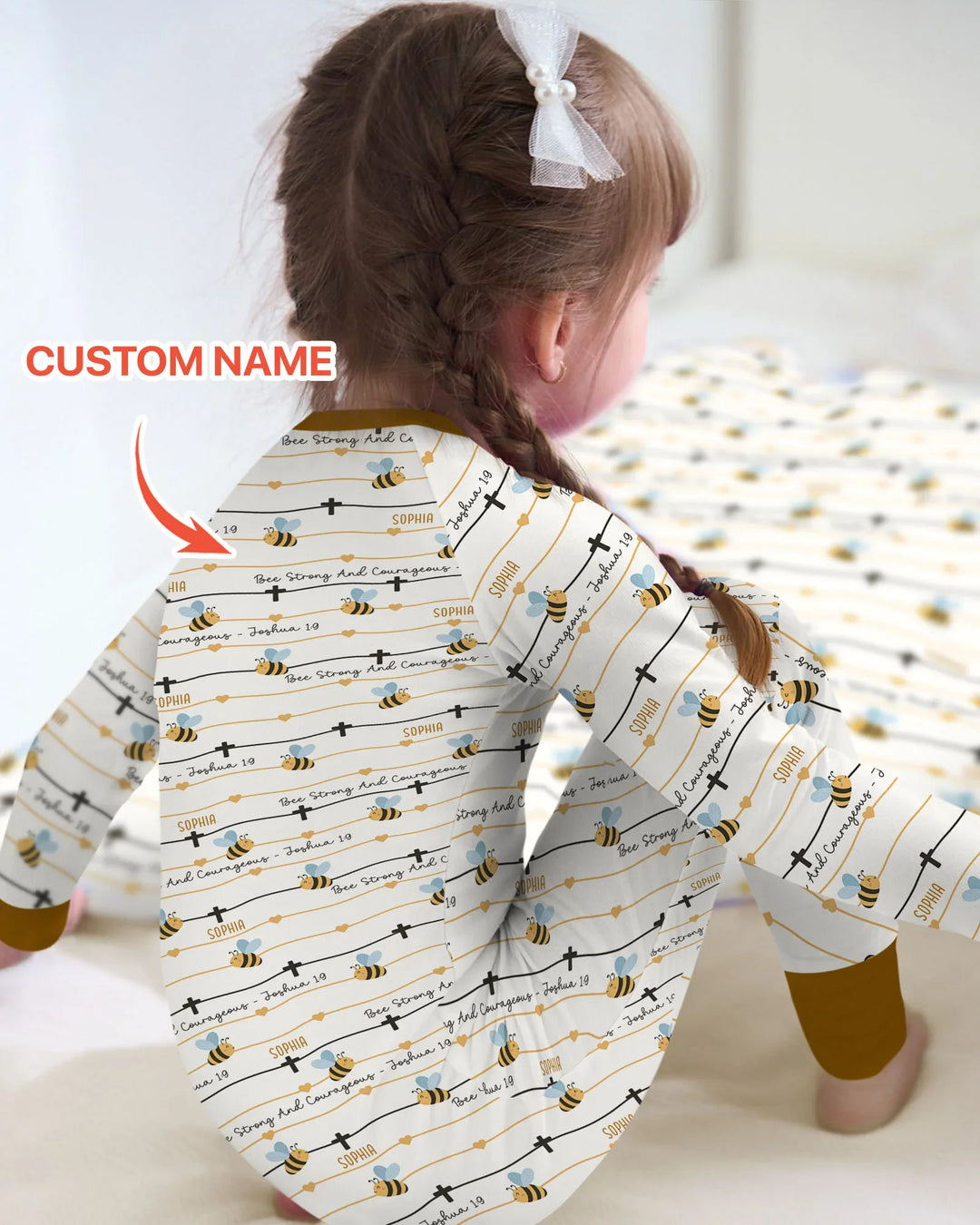Bee Strong And Courageous Custom Name Bamboo Convertible Zippy