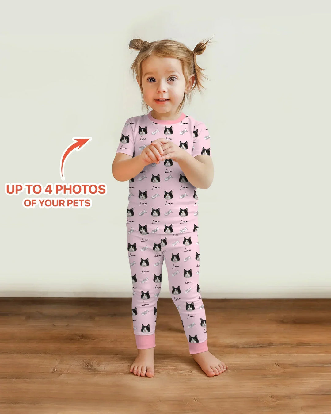 Custom Name and Pet Photos Bamboo Two Piece Short Sleeve Pajama Set