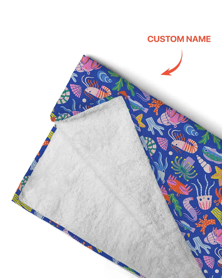 Custom Name Under The Sea Beach Towel