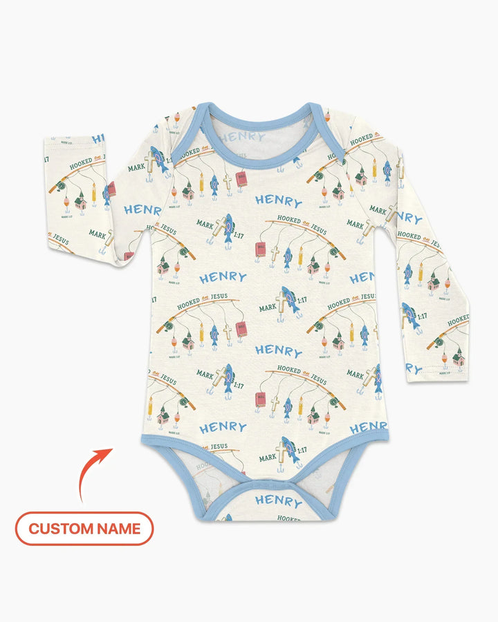 Hooked On Jesus Fishing Matching Bamboo Bodysuit