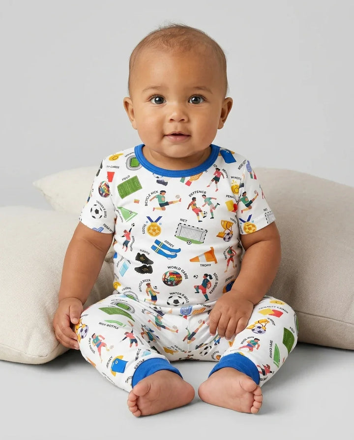 Soccer Fever All About The Game Bamboo Two Piece Short Sleeve Pajama Set