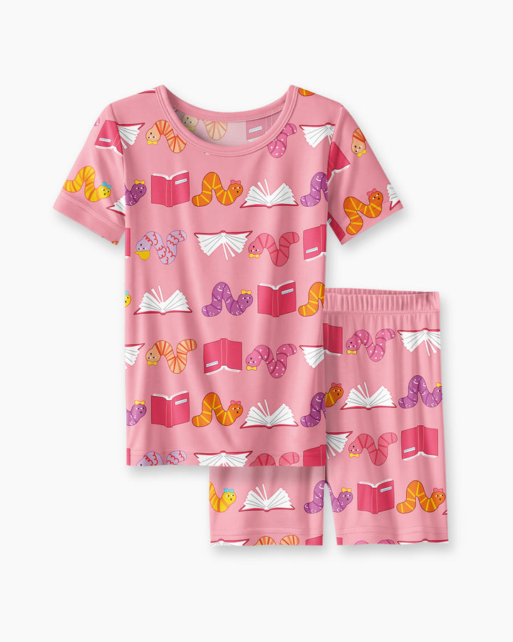 Bookworm Family Matching Bamboo Two Piece Short Sleeve Shorts Pajama Set
