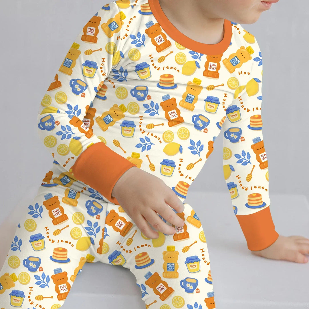 Honey Bear Bottle Bamboo Two Piece Long Sleeve Pajama Set