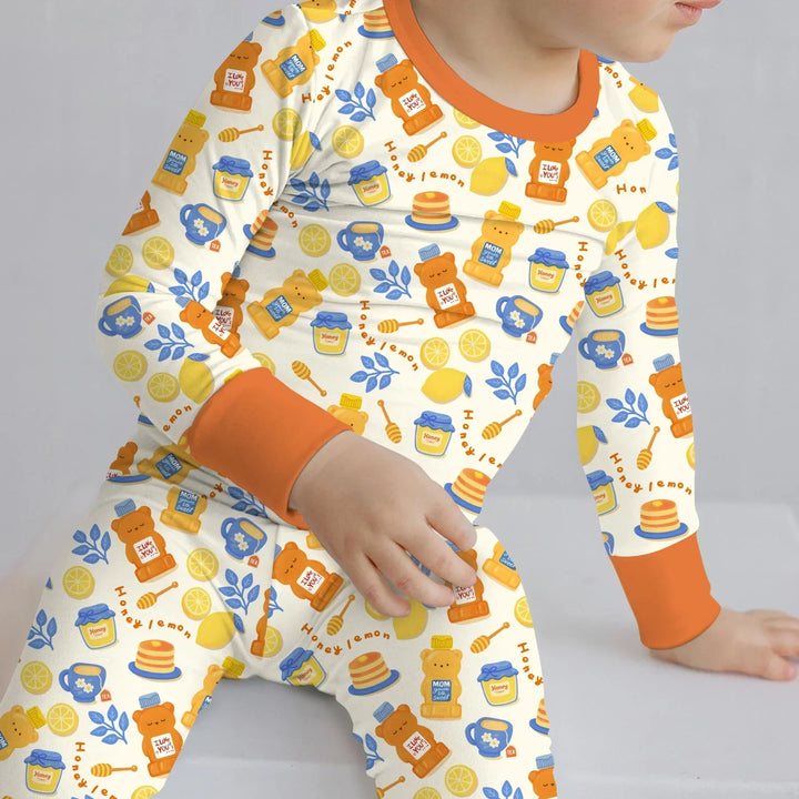 Honey Bear Bottle Bamboo Two Piece Long Sleeve Pajama Set
