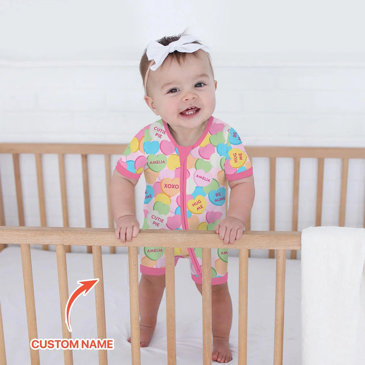 Valentine Candy Crush Family Matching Bamboo Shorty Zippy
