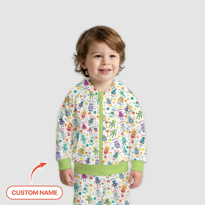 Robo Buddy Squad Custom Name Bamboo Zip Hoodie