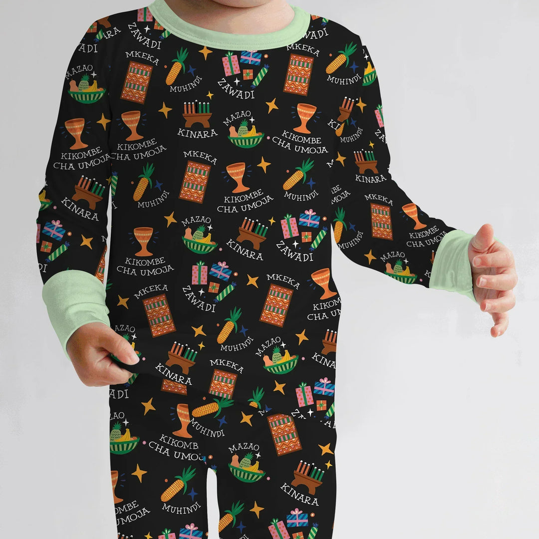 Kwanzaa Spirit Bamboo Two Piece Long Sleeve Pajama Set