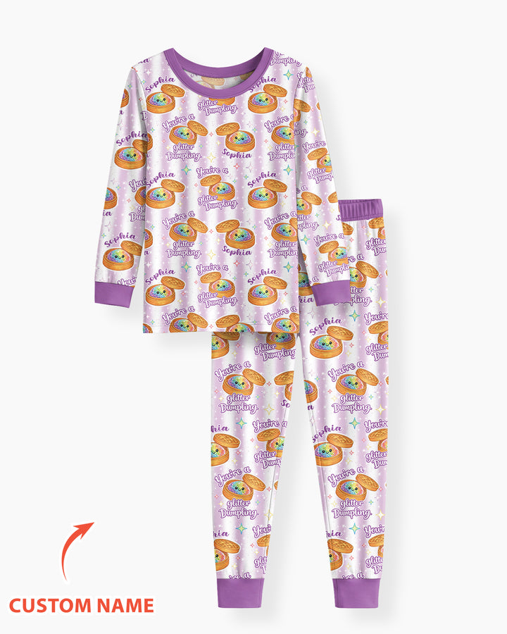 Personalized You're Glitter Dumpling Bamboo Two Piece Long Sleeve Pajama Set
