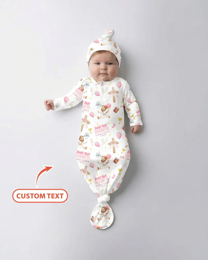 Custom Name Baptism Just Got Dunk'd Bamboo Knot Gown