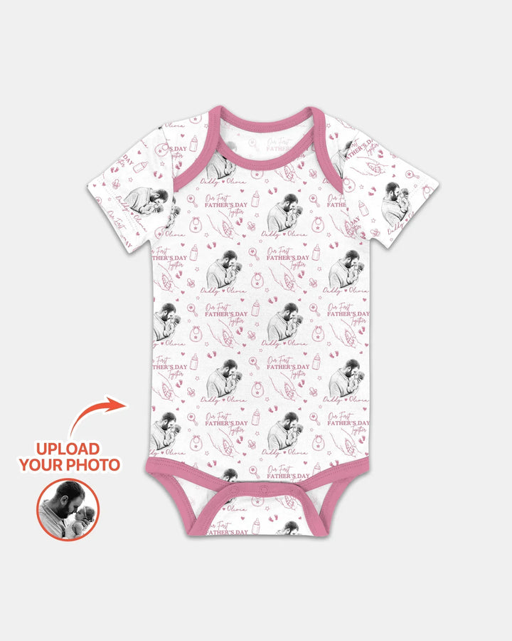 Custom Photo Our First Father's Day Together Bamboo Bodysuit