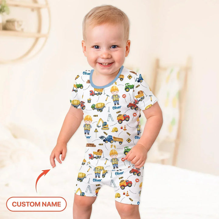 Custom Character Little Digger Adventures Bamboo Two Piece Short Sleeve Shorts Pajama Set