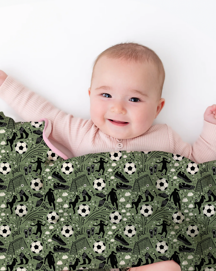 Sage Green Soccer Dreams Bamboo Blanket