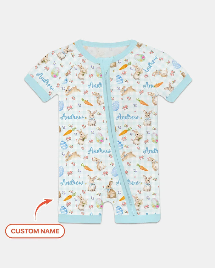 Custom Name Bunny Garden Bamboo Shorty Zippy