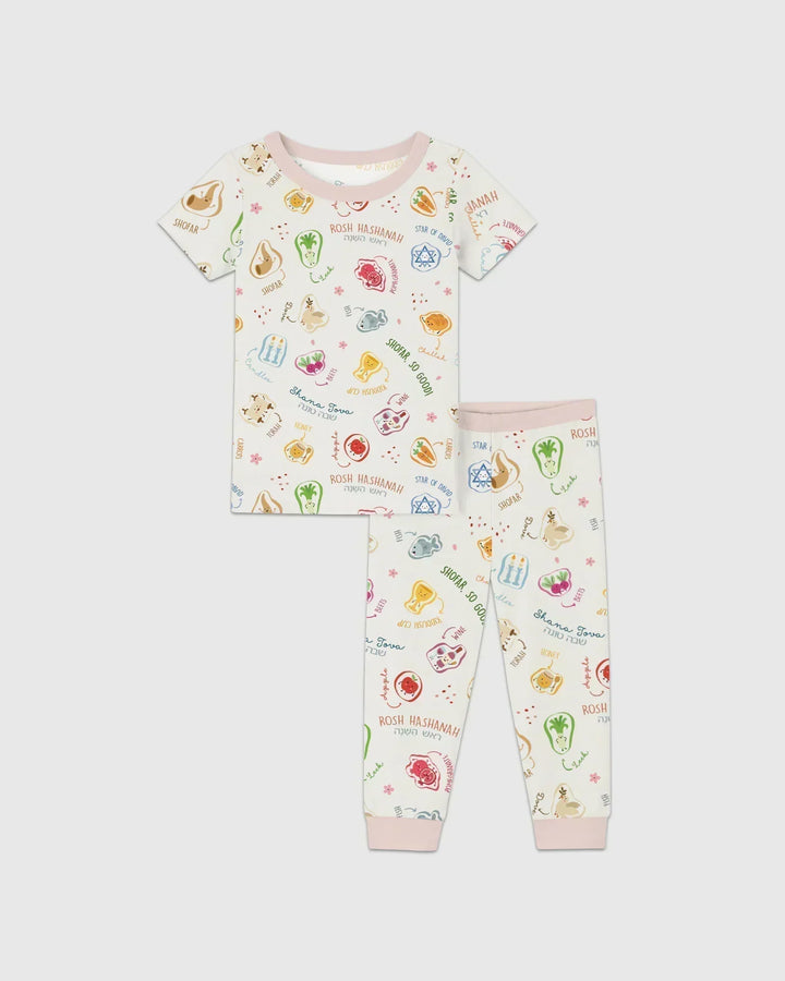 Happy Rosh Hashanah Bamboo Two Piece Short Sleeve Pajama Set