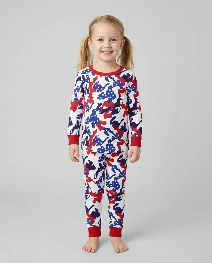 Patriot Camo Daddy & Me Matching Bamboo Two Piece Long Sleeve Pajama Set