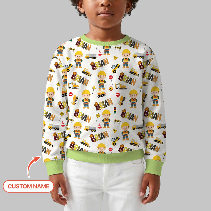Custom Name Doodle Little Builder Bamboo Crewneck Sweatshirt