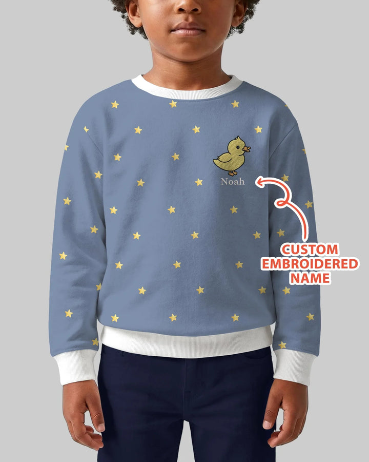 Embroidered Custom Name Animal Bamboo Crewneck Sweatshirt