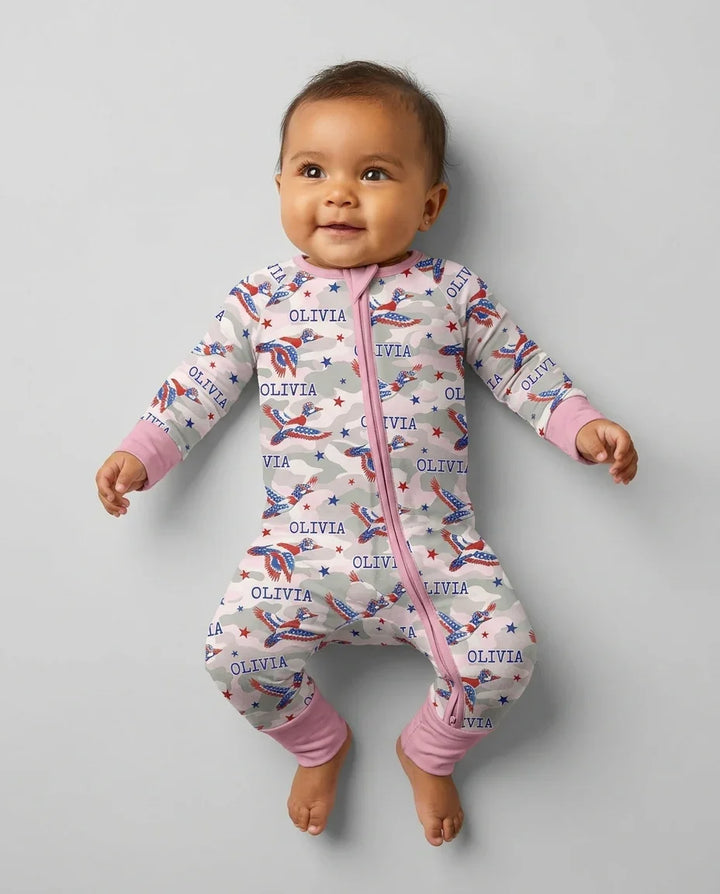 Custom Name America Mallard Duck Family Matching Bamboo Convertible Zippy