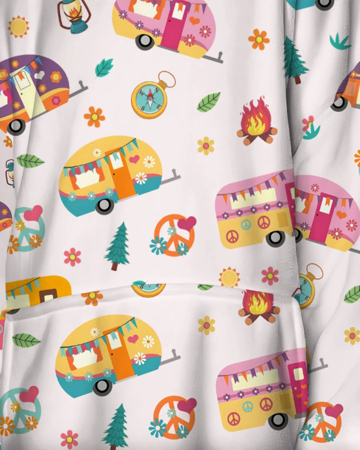 Happy Little Camper Bamboo Blanket Hoodie