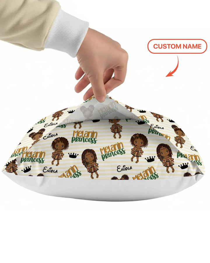 Custom Name Melanin Princess Bamboo Pillow Case