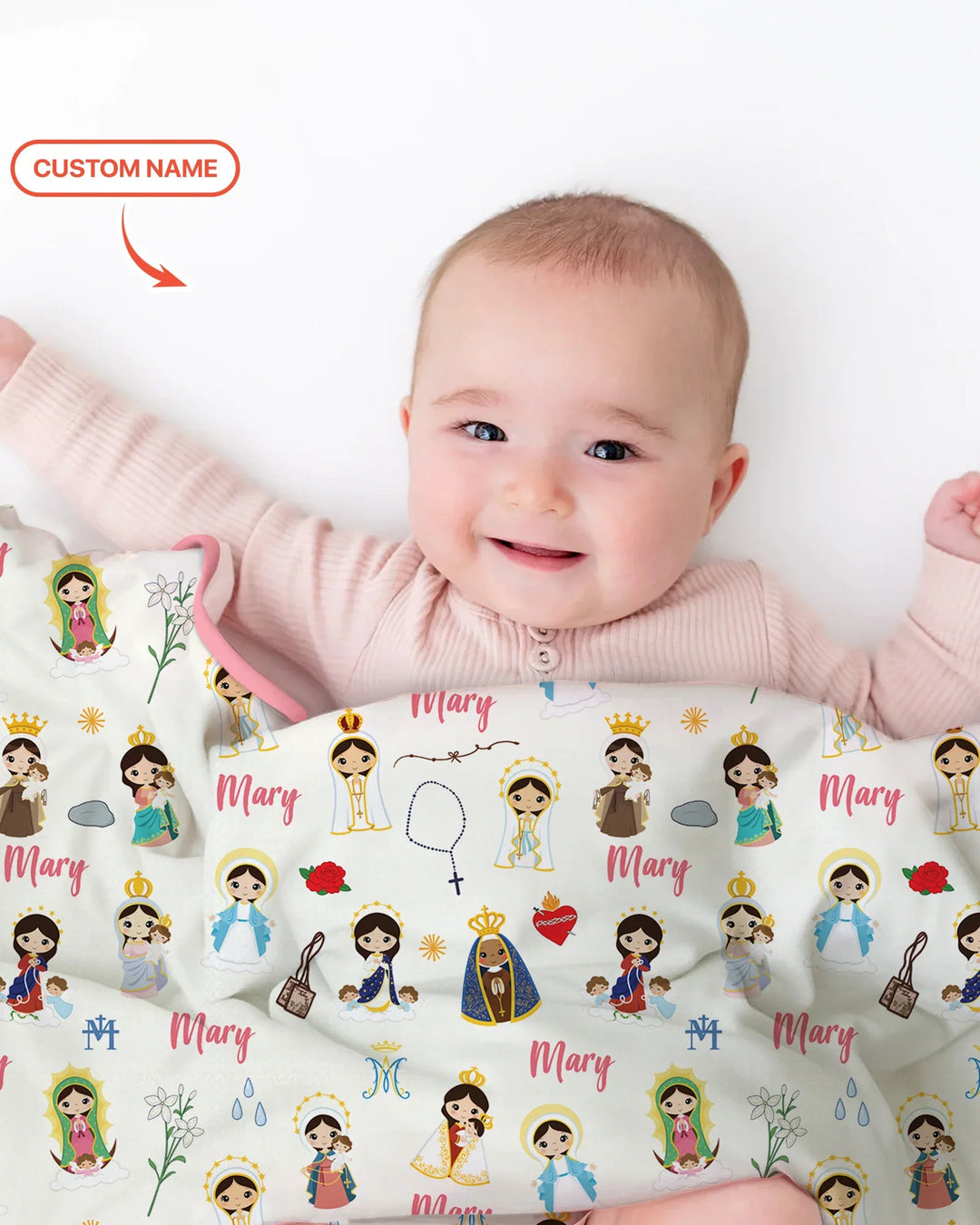 Custom Name Mother Mary Bamboo Blanket