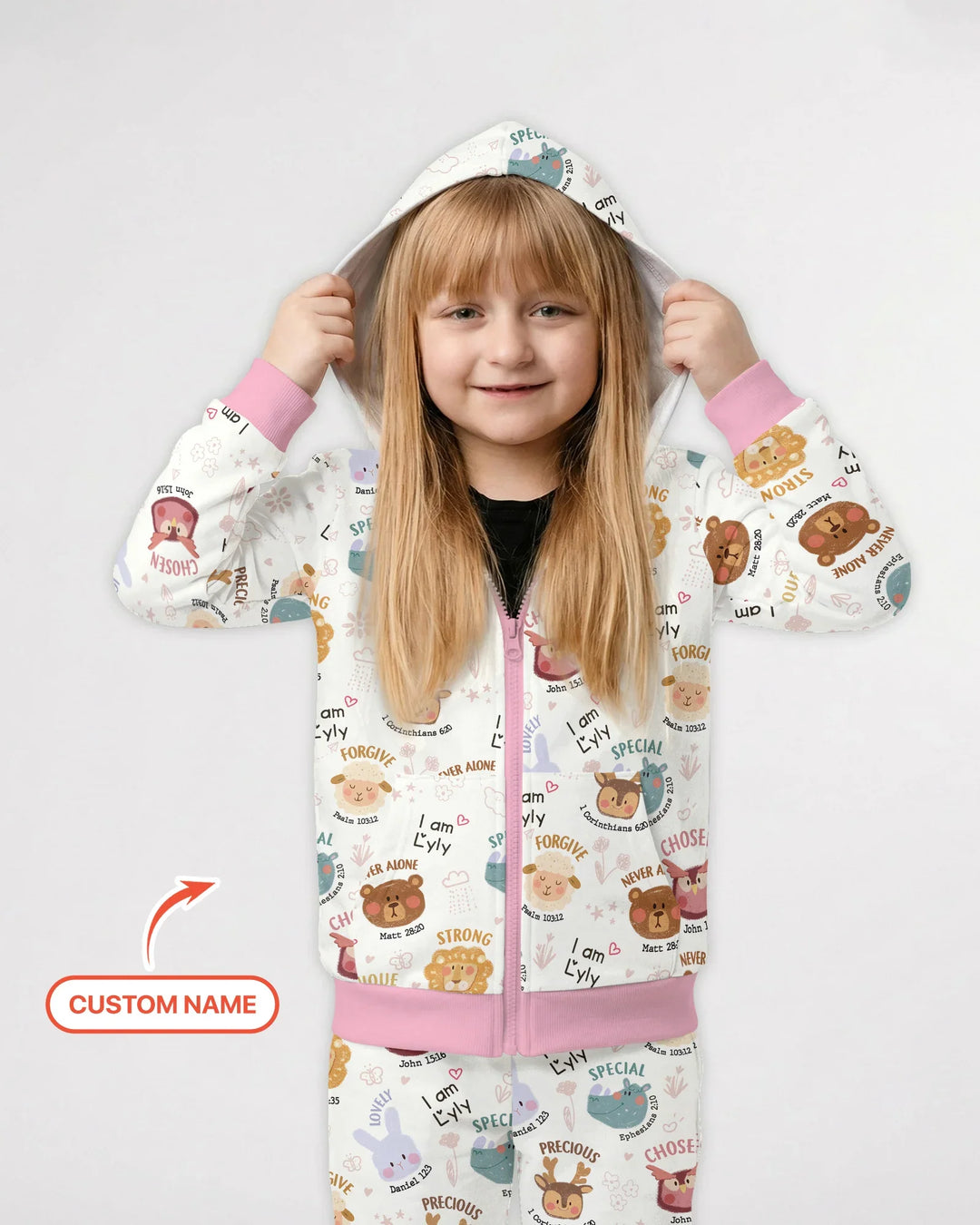 God’s Little Zoo Custom Name Bamboo Zip Hoodie