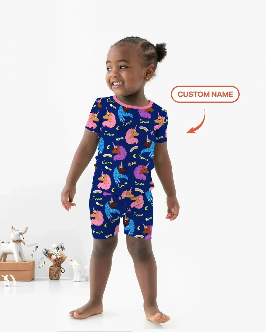 African Astro Unicorn Bamboo Two Piece Long Sleeve Pajama Set