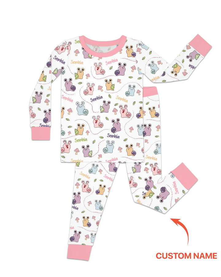Custom Name Snailed it! Bamboo Two Piece Long Sleeve Pajama Set