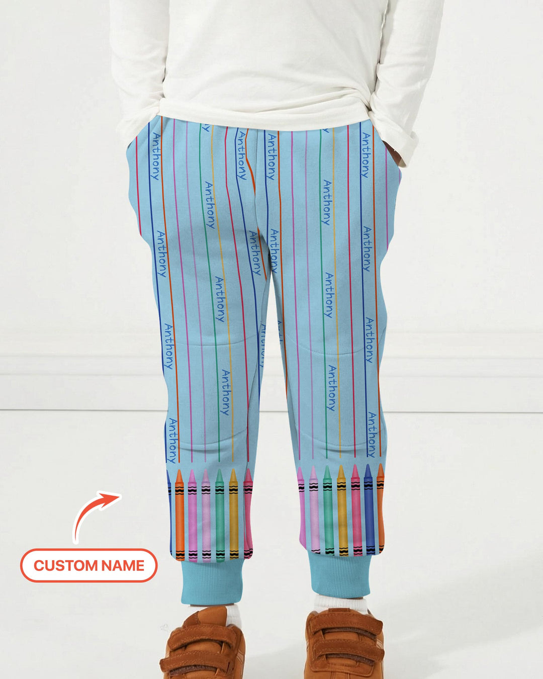 Custom Name Crayon Lines Bamboo Jogger