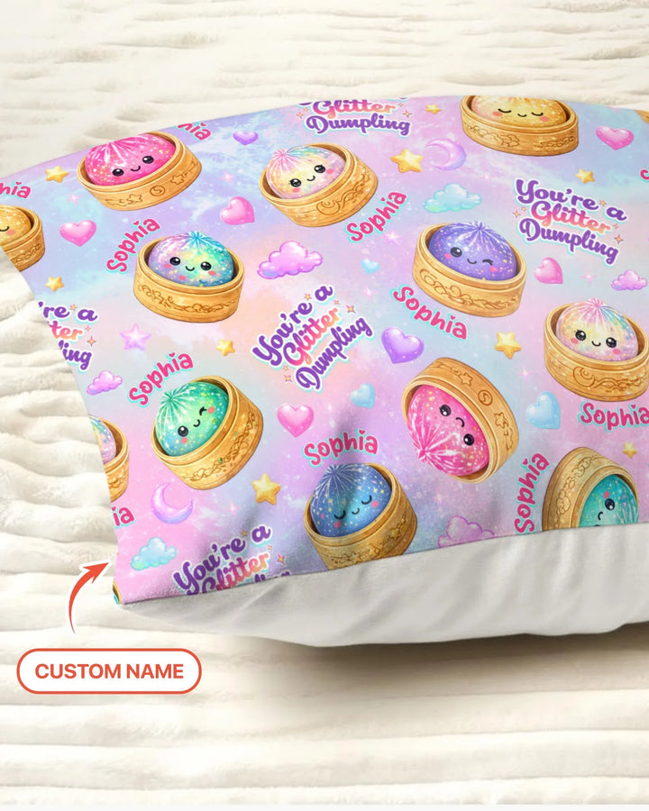 Custom Name You're A Glitter Dumpling Bamboo Pillow Case