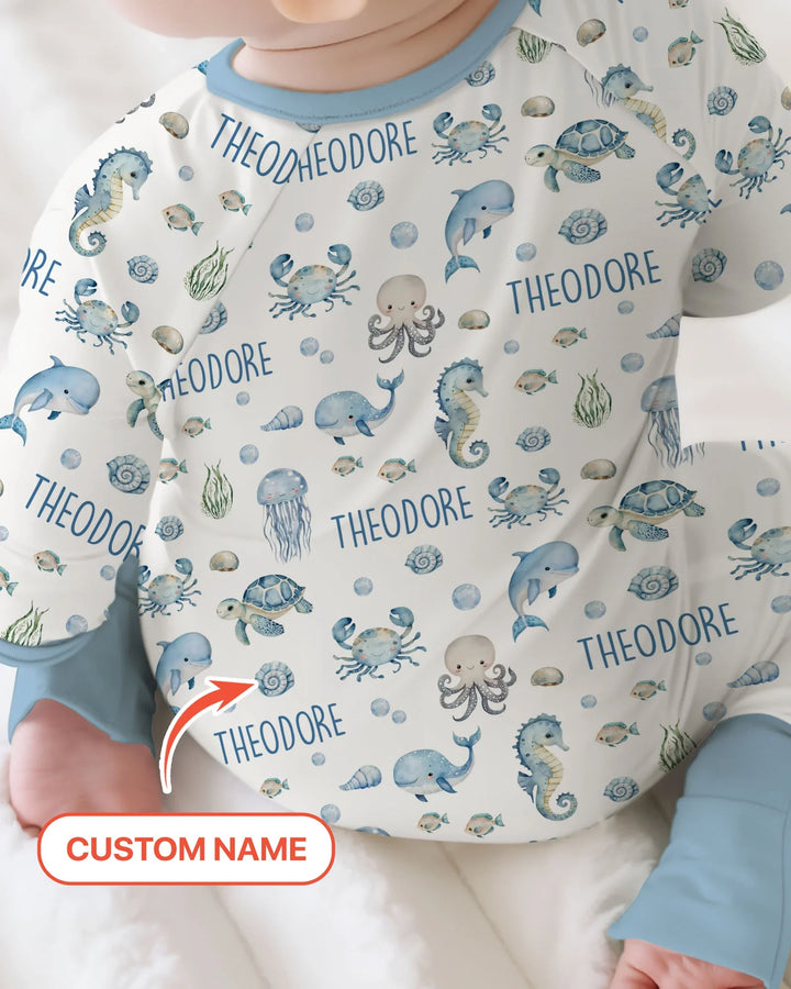 Custom Name Ocean Friends  Bamboo Convertible Zippy