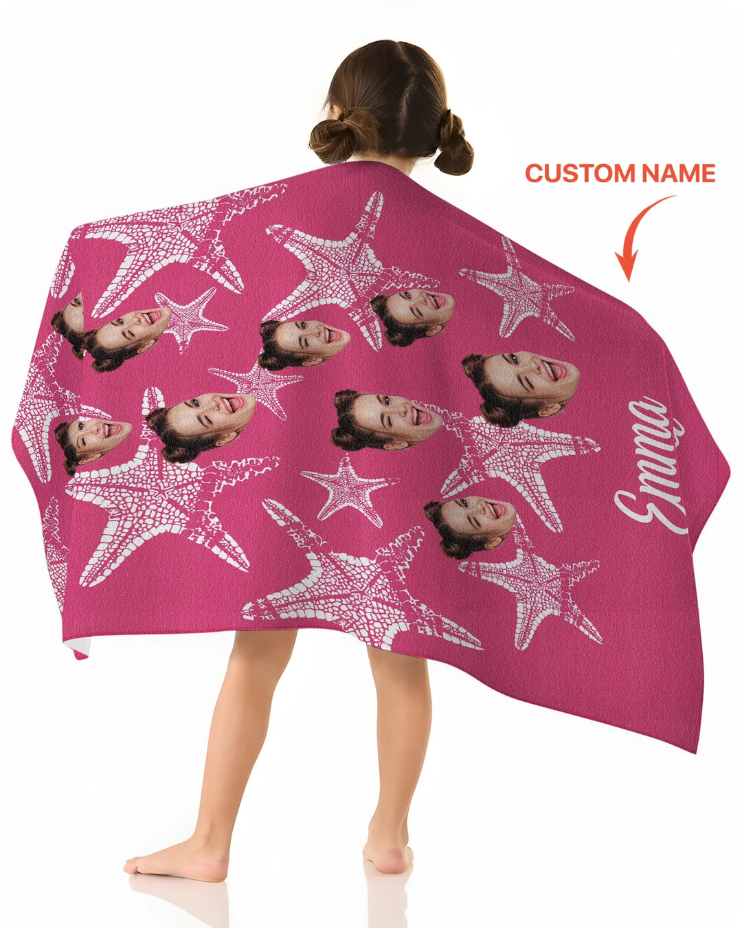Custom Photo Starfish With Names Bamboo Beach Towel