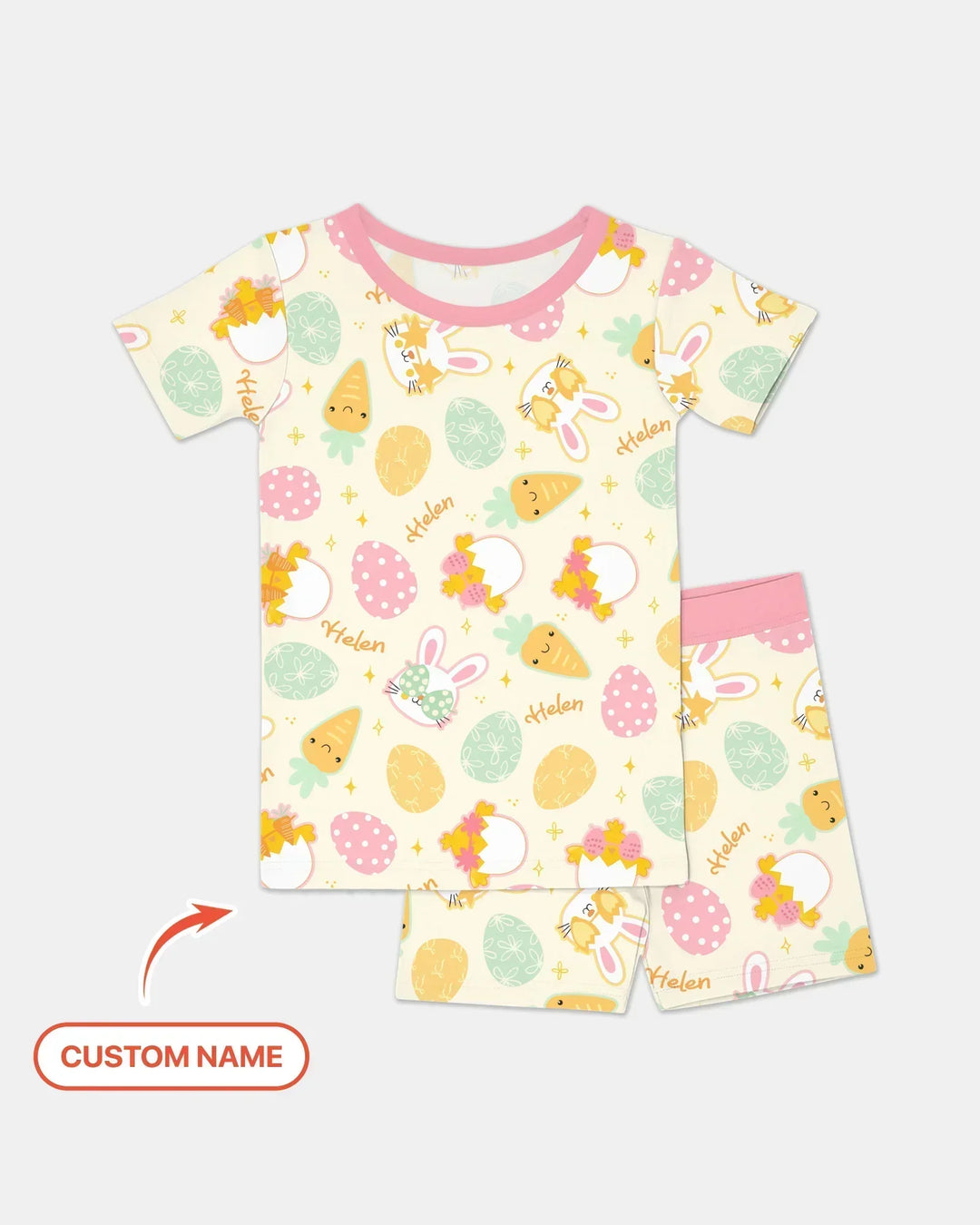 Retro Easter Bamboo Two Piece Short Sleeve Shorts Pajama Set