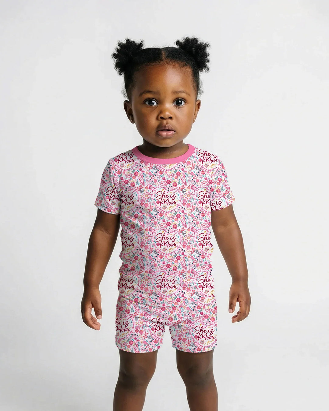 She Is Mom Floral Bamboo Two Piece Short Sleeve Shorts Pajama Set