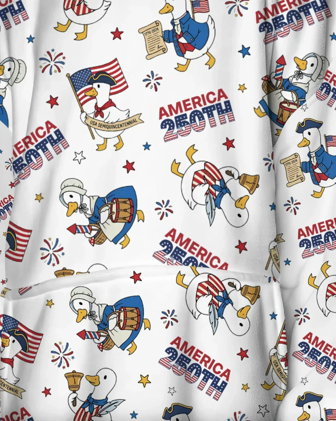 Patriotic Goose Celebrating 250 Years Wearable Bamboo Blanket Hoodie