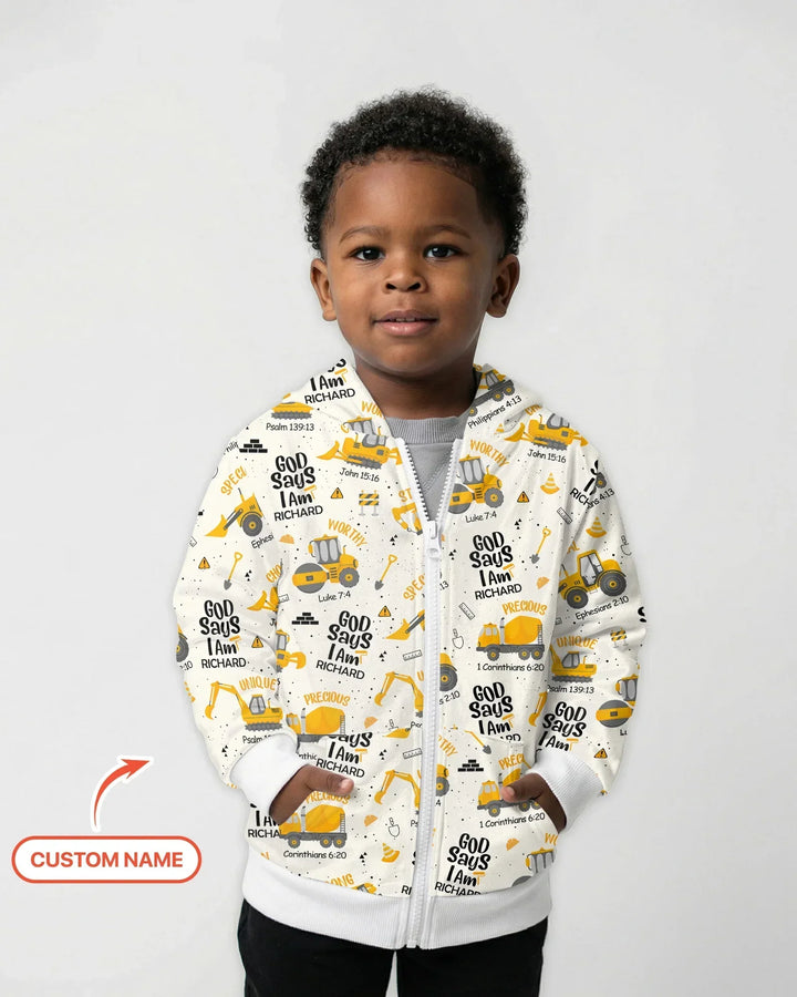 Custom Name God Says I Am Boy Bamboo Zip Hoodie
