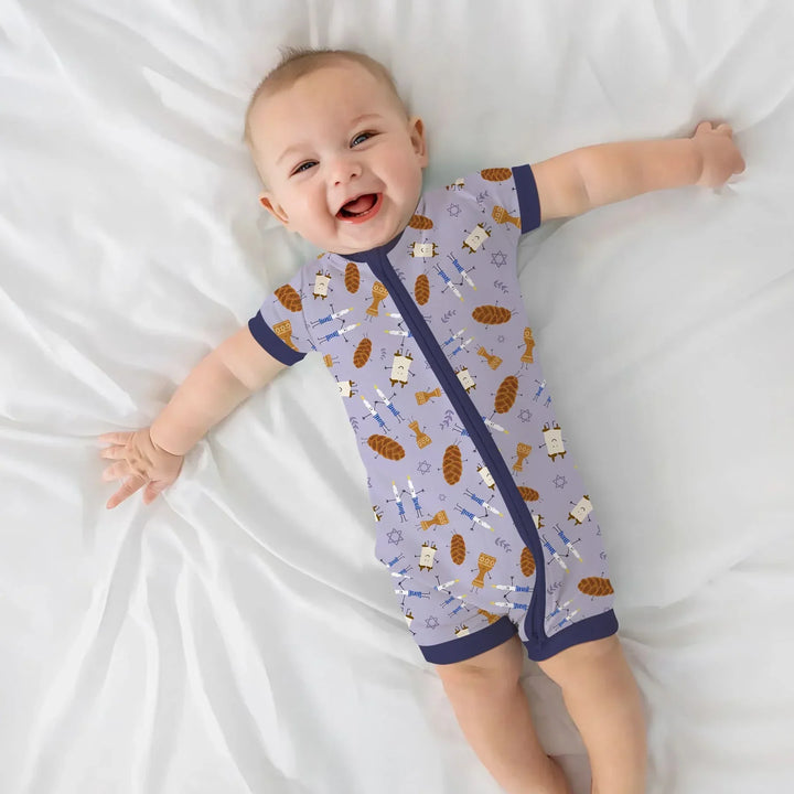 Shabbat Shalom Family Matching Bamboo Shorty Zippy