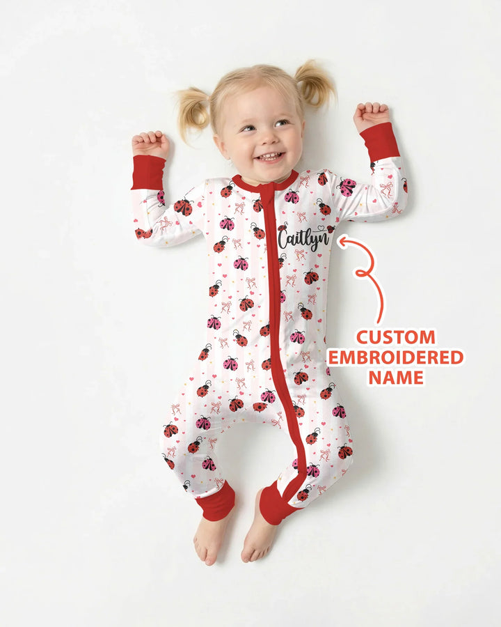 Custom Embroidered Name Ladybug Bamboo Convertible Zippy
