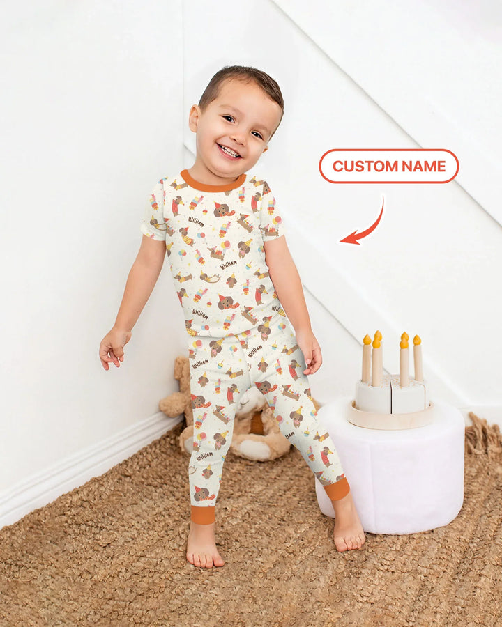 Dachshund Birthday Bamboo Two Piece Short Sleeve Pajama Set