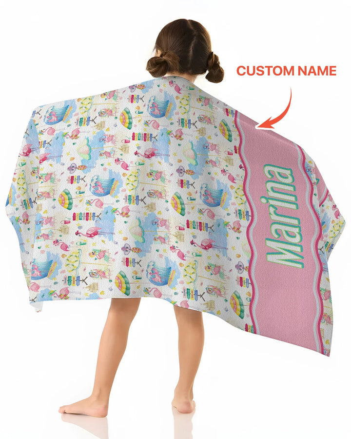 Flamingo Beach Family Matching Bamboo Beach Towel
