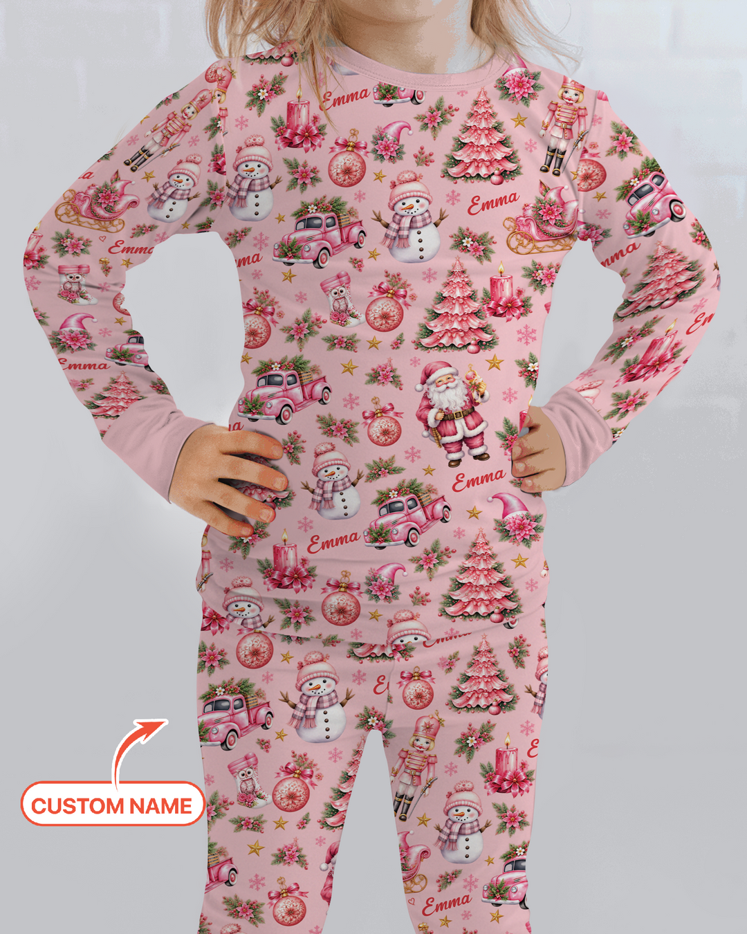 Christmas Tree Pinky Bamboo Two Piece Long Sleeve Pajama Set