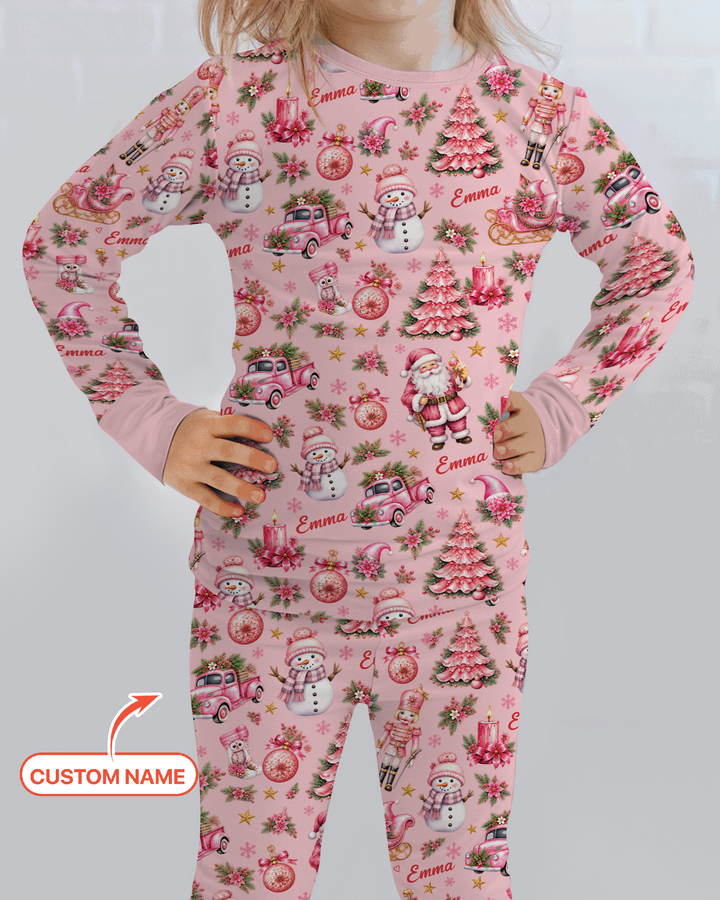 Christmas Tree Pinky Bamboo Two Piece Long Sleeve Pajama Set