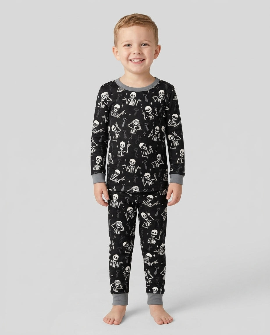Funny Skeleton Bamboo Two Piece Long Sleeve Pajama Set
