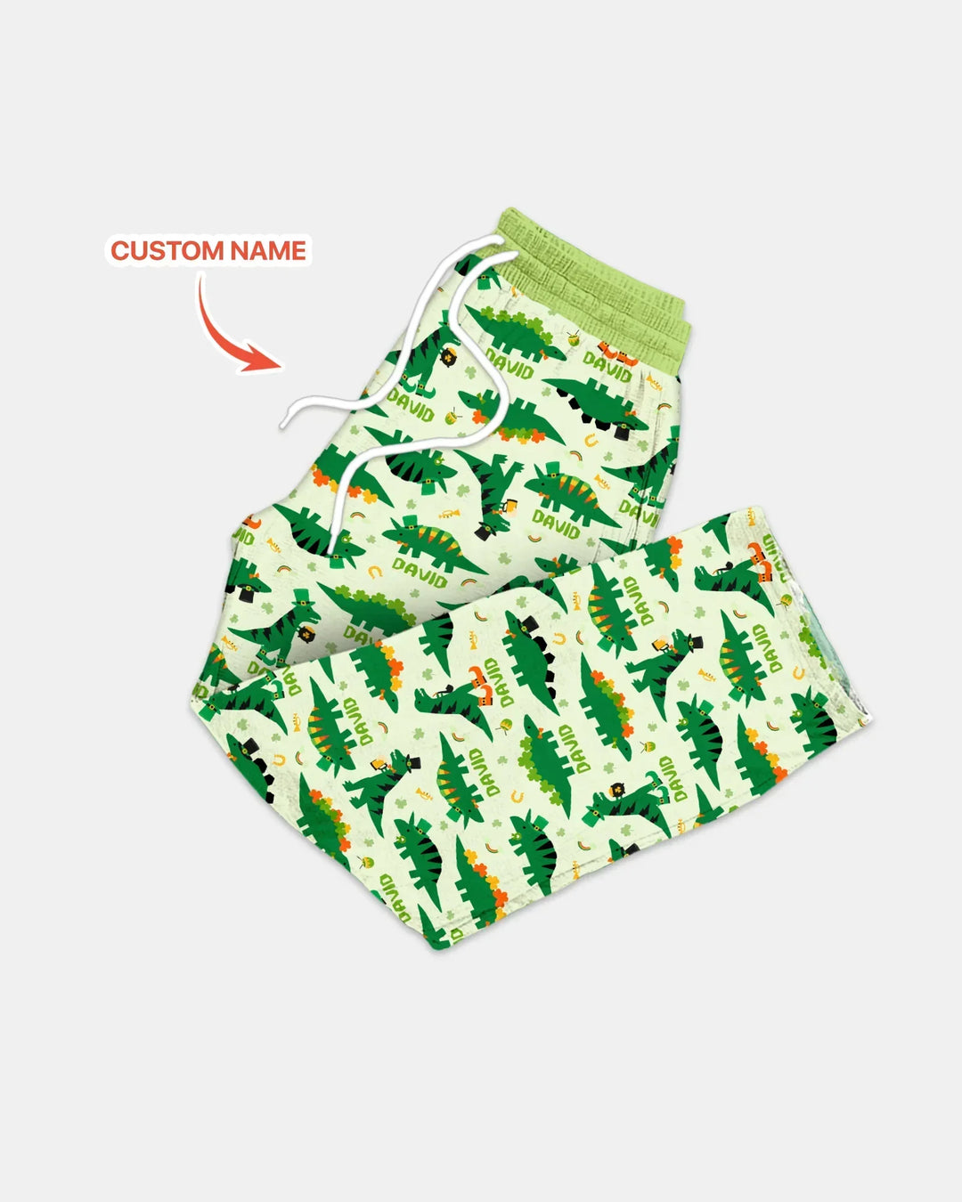 St. Patrick's Day Dinosaurs Custom Bamboo Men's Pajama Set