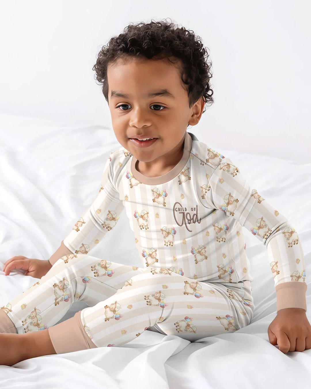 Child Of God Embroidered Baby Bamboo Two Piece Long Sleeve Pajama Set
