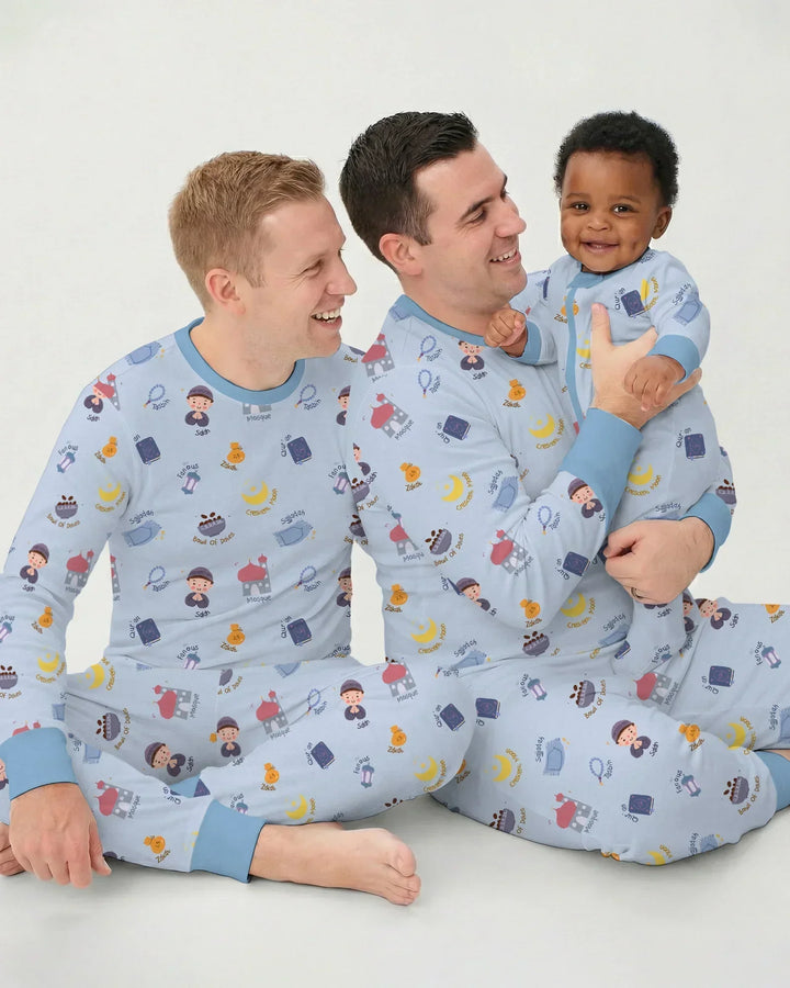 Cute Ramadhan Mubarak Bamboo Two Piece Short Sleeve Shorts Pajama Set