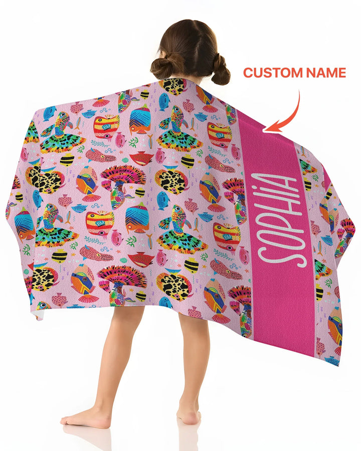 Custom Name Fish Dream Beach Towel